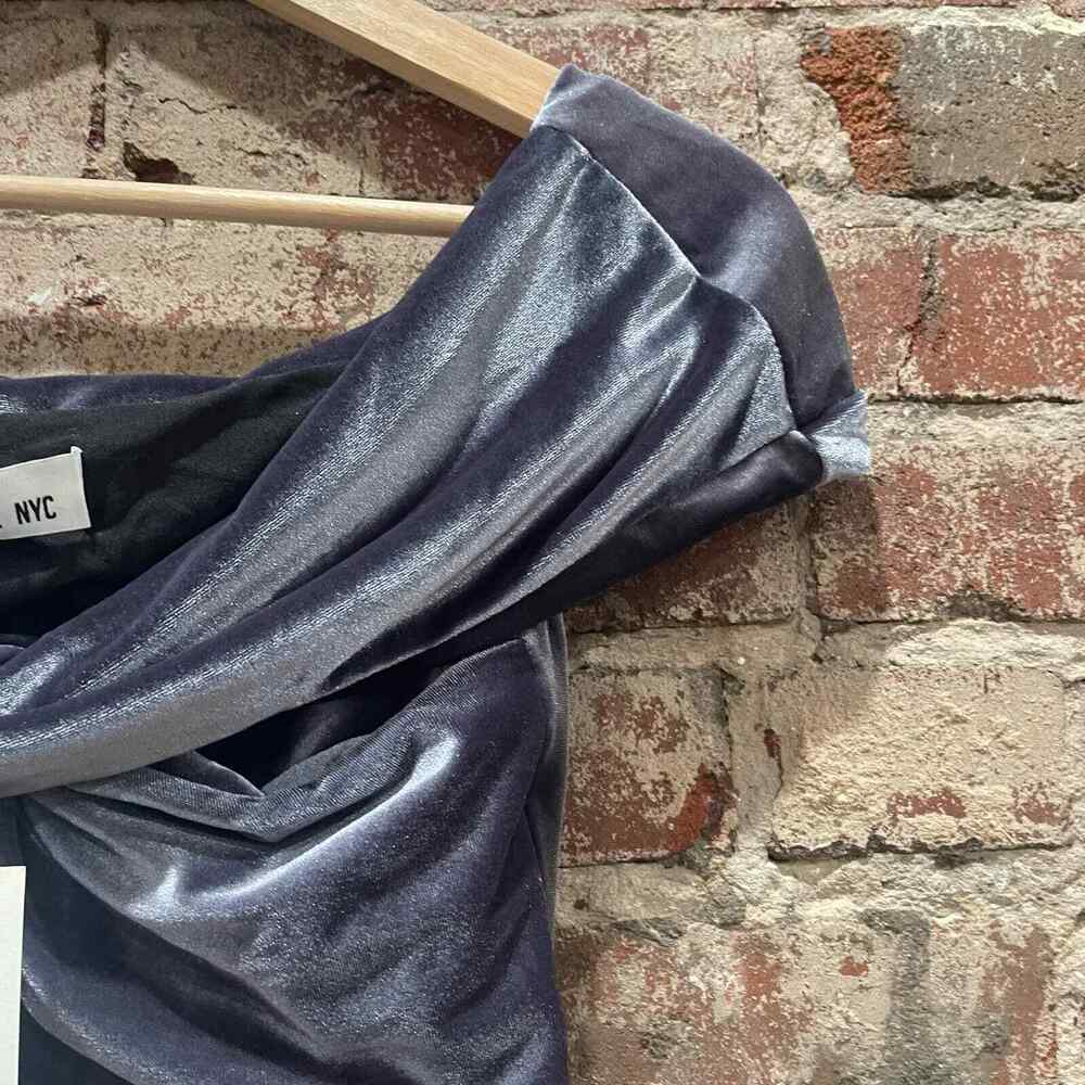 NEW‎ ALIX NYC Grove Twisted Velvet Bodysuit in Pewter Grey - Picture 5 of 8
